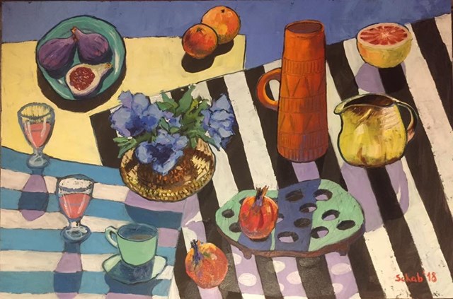 Living room painting by David Schab titled Still life with two jugs