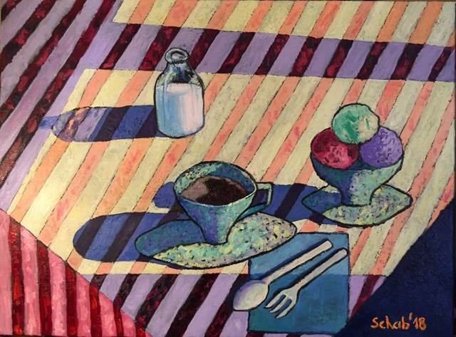Living room painting by David Schab titled Still life with ice creams