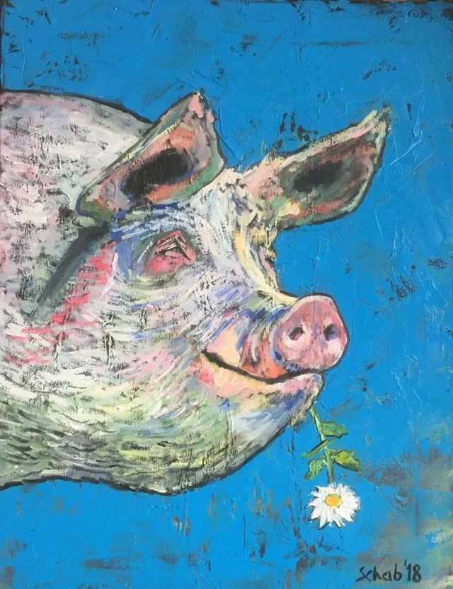 Obraz do salonu artysty David Schab pod tytułem Świnka weganka