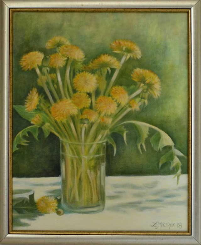 Living room painting by Zofia Dworak titled Dandelions 1