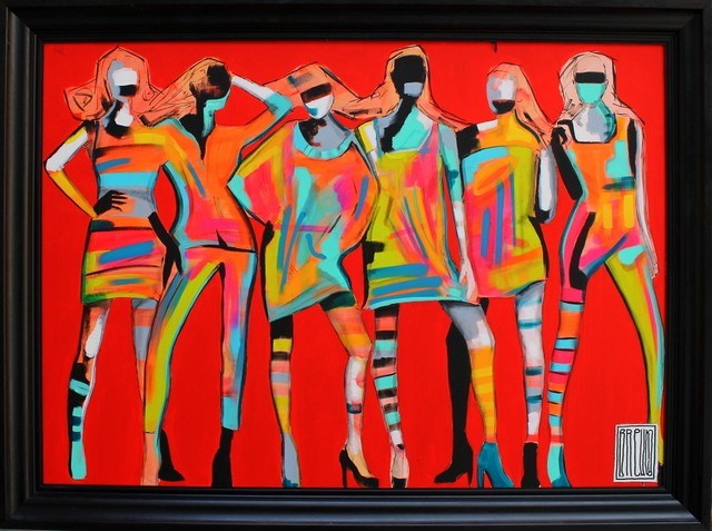 Living room painting by Wojciech Brewka titled Ladies
