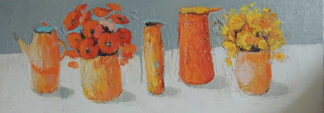 Living room painting by Jolanta Caban titled Still life with poppys and marigolds