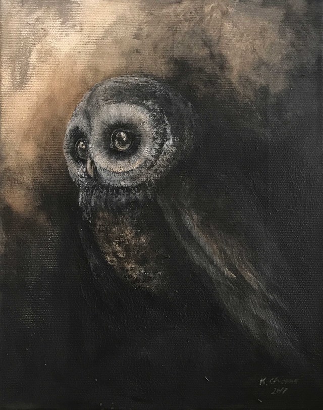 Living room painting by Klaudia Choma titled Owl