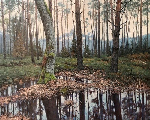 Obraz do salonu artysty Wojciech Piekarski pod tytułem Podmokły las