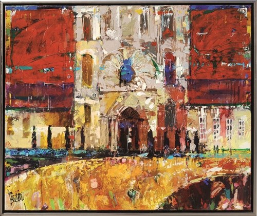 Obraz do salonu artysty Krzysztof Ludwin pod tytułem Czerwone niebo nad katedrą w Alcabaca