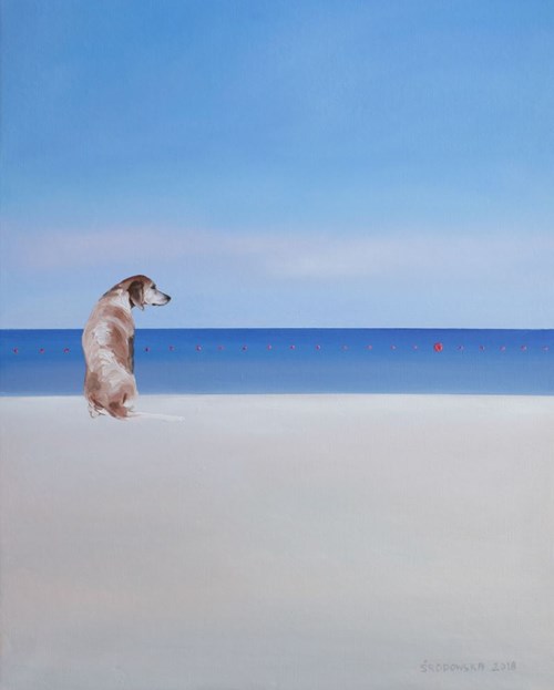 Living room painting by Katarzyna Środowska titled Czerwone w wodzie