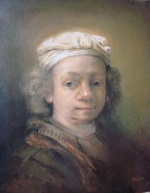 Living room painting by Katarzyna Słowiańska-Kucz titled Rembrandt young