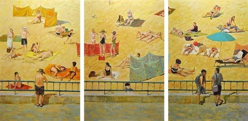 Living room painting by Dorota Zych-Charaziak titled Bathed by the sun (triptych)