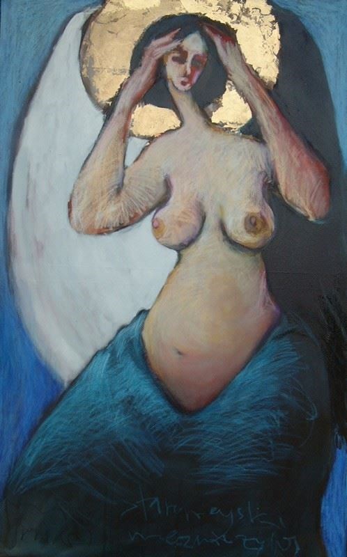 Obraz do salonu artysty Miro Biały pod tytułem Anioł, którego rozbolała głowa