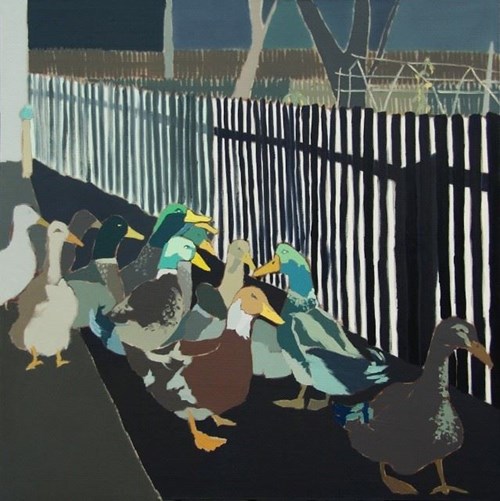 Living room painting by Magdalena Jędrzejczyk titled ducks