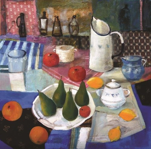 Living room painting by Inez White titled Still life with fruit
