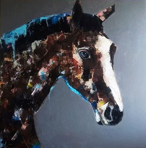Living room painting by Karolina Kucharska titled Horse on canvas