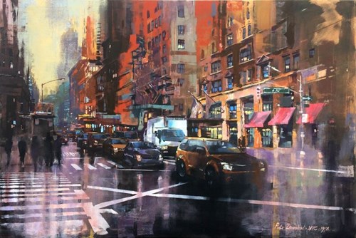 Living room painting by Piotr Zawadzki titled NYC RED