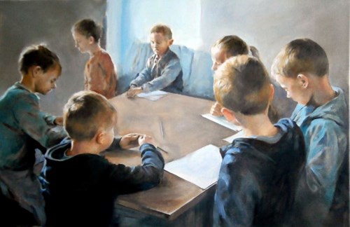 Obraz do salonu artysty Jan Dubrowin pod tytułem Lekcja rysunku