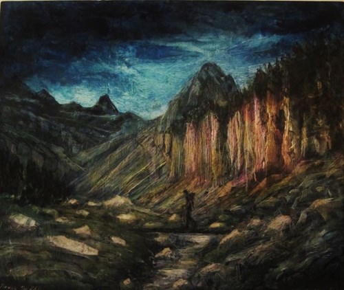 Living room painting by Ewa Maria Romaniak titled Pyrenees Pic d'Alba (Mountain cycle)