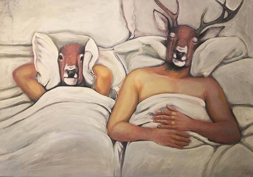 Living room painting by Lech Bator titled In bed