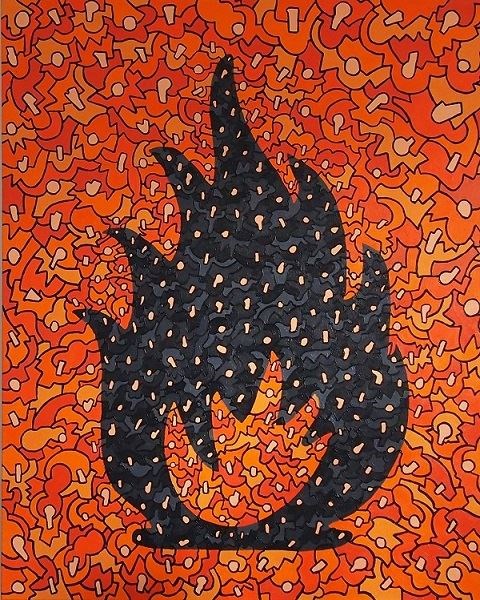 Living room painting by Krzysztof Arszennik titled Give me a fire