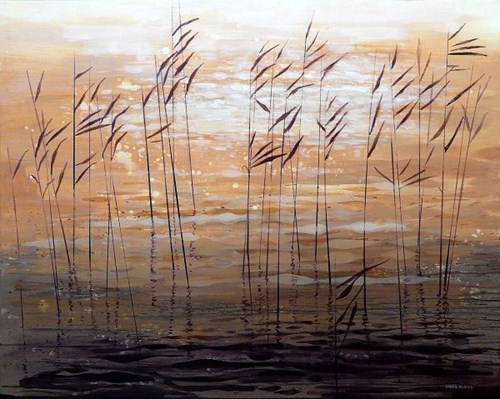 Living room painting by Marta Bilecka titled Waterland - Water surface