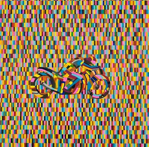 Living room painting by Marek Konatkowski titled motocycle