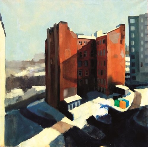 Living room painting by Martin Imrich titled Building