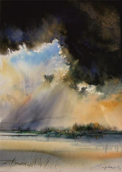 Living room painting by Adam Papke titled Before storm