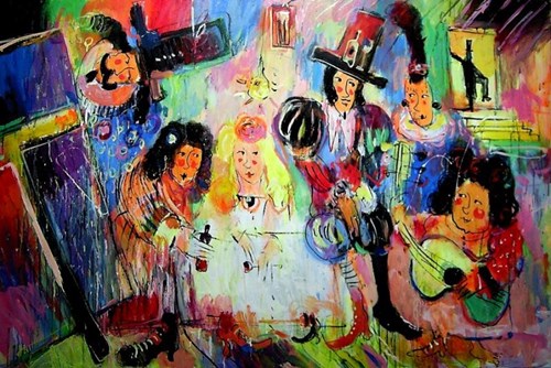 Living room painting by Dariusz Grajek titled Las Meninas