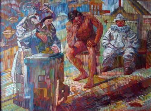 Living room painting by Andrzej Wroński titled Break