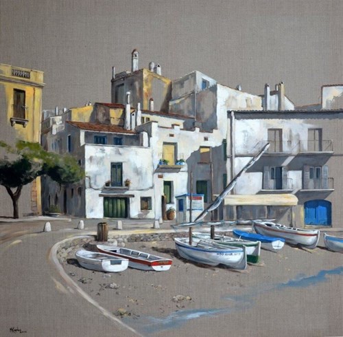 Living room painting by Magdalena Kępka titled CADAQUES
