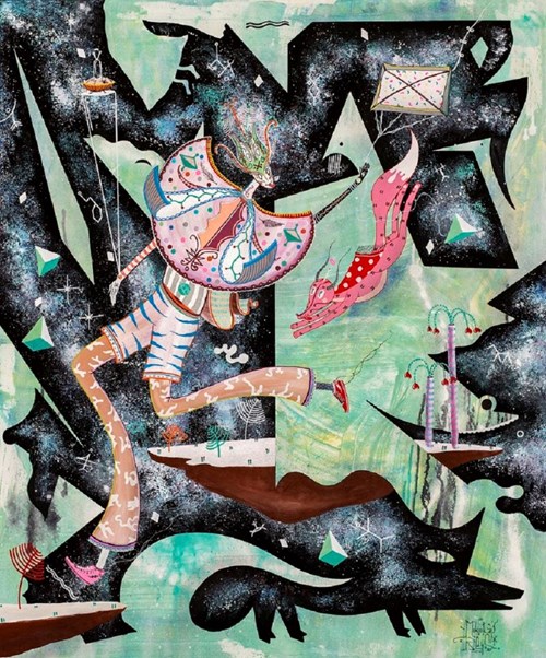 Living room painting by Mikołaj Rejs titled SPACE COWBOY