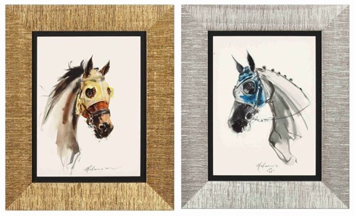 Living room painting by Anna Halarewicz titled Horses - concave