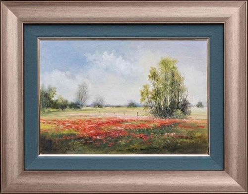 Living room painting by Ryszard Gbiorczyk titled Poppy meadow