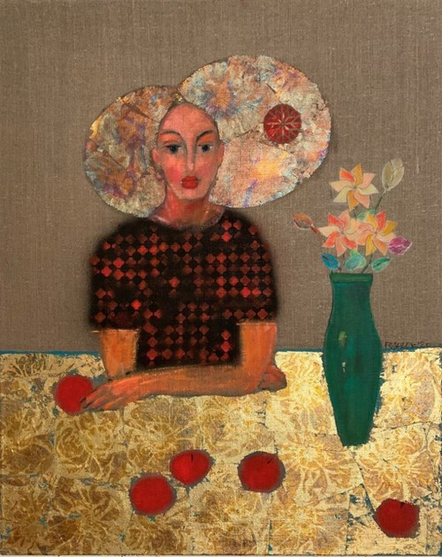 Obraz do salonu artysty Bartosz Frączek pod tytułem Dziewczyna z jabłkami