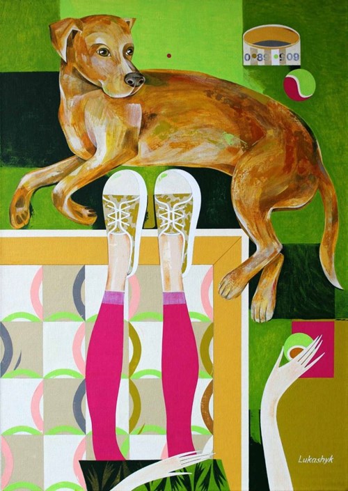 Living room painting by Neli Lukashyk titled Stay With Me