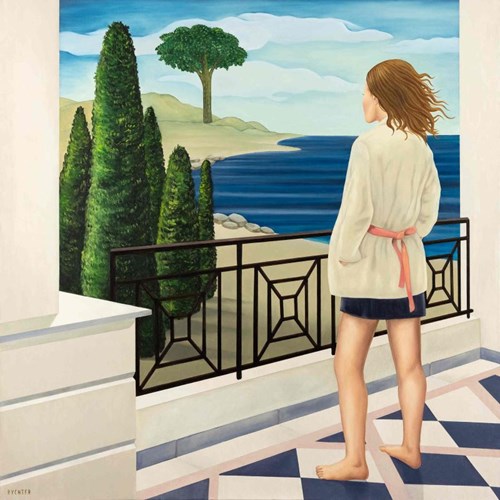 Living room painting by Paulina Rychter titled Standing on the terrace