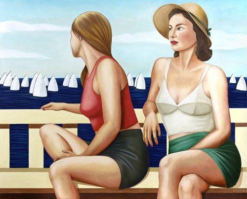 Living room painting by Paulina Rychter titled The terrace above the harbour