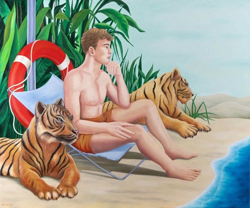 Living room painting by Paulina Rychter titled Heracles / Rescuer