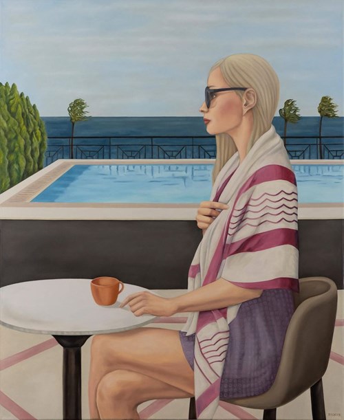 Living room painting by Paulina Rychter titled Doncella beach
