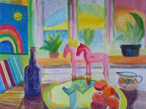 Living room painting by Agata Lis titled Still Life With Fruits