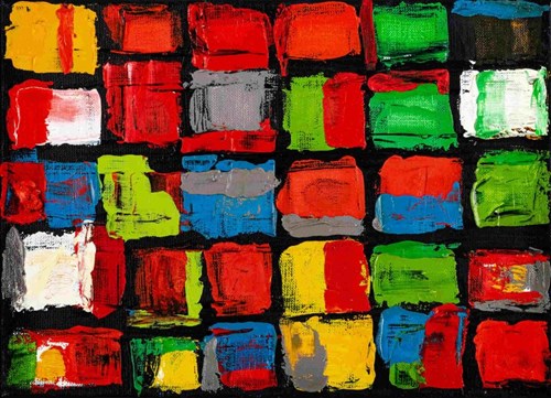 Living room painting by Włodzimierz Pawlak titled Note on Art 3VI