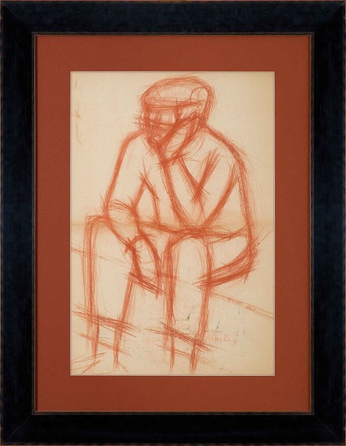 Obraz do salonu artysty Zygmunt Menkes pod tytułem Studium postaci siedzącego mężczyzny (sangwina)
