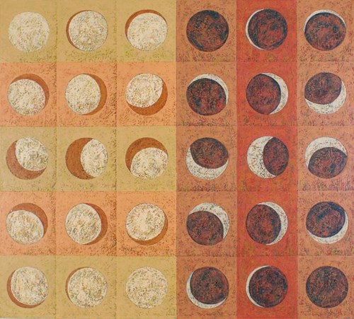 Living room painting by Zbigniew Blekiewicz titled From the Duality Cycle, Composition XIX