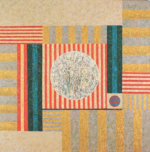Living room painting by Zbigniew Blekiewicz titled From the Dualities Series, Composition XXVII