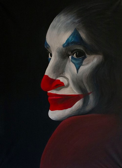 Living room painting by Monika Nowacka titled Joker