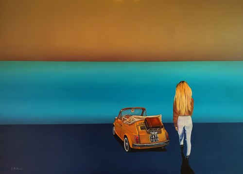 Living room painting by Adam Piotr Rutkowski titled The girl and the convertible
