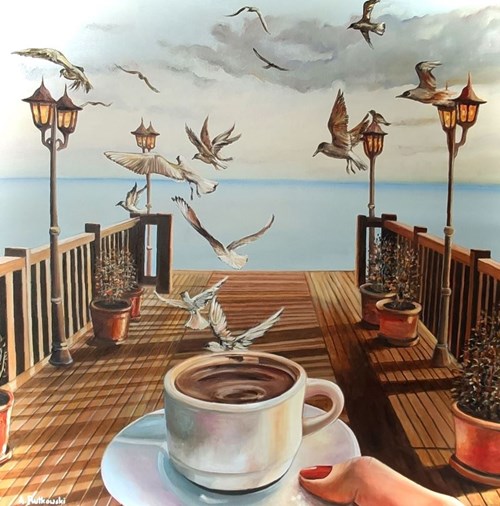 Living room painting by Adam Piotr Rutkowski titled Afternoon Coffee