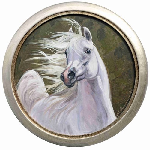 Obraz do salonu artysty Stanisław Chomiczewski pod tytułem Tondo z białym koniem
