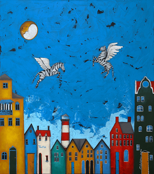 Obraz do salonu artysty Małgorzata Rukszan pod tytułem Pogoda w paski - Ulotne