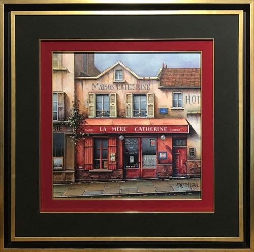 Living room painting by Jan Stokfisz Delarue titled Cafe la Mere Catherine Bistro