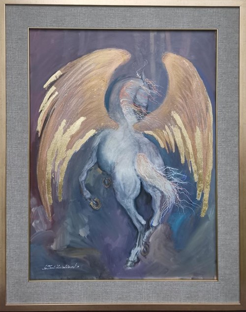Living room painting by Agnieszka Słowik-Kwiatkowska titled Pegasus