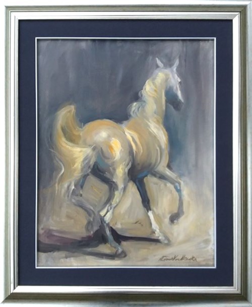 Living room painting by Agnieszka Słowik-Kwiatkowska titled Gray Horse